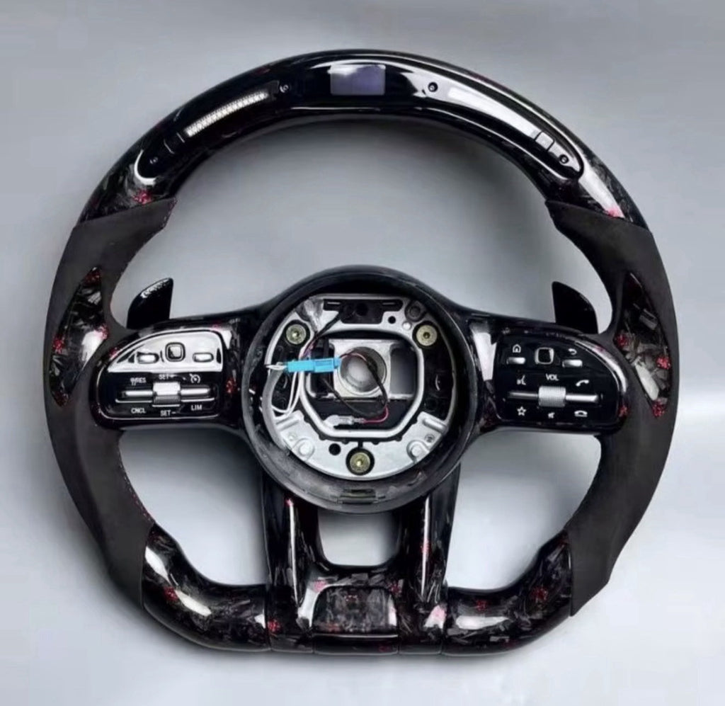 G63 forged carbon steering wheel red paddles
