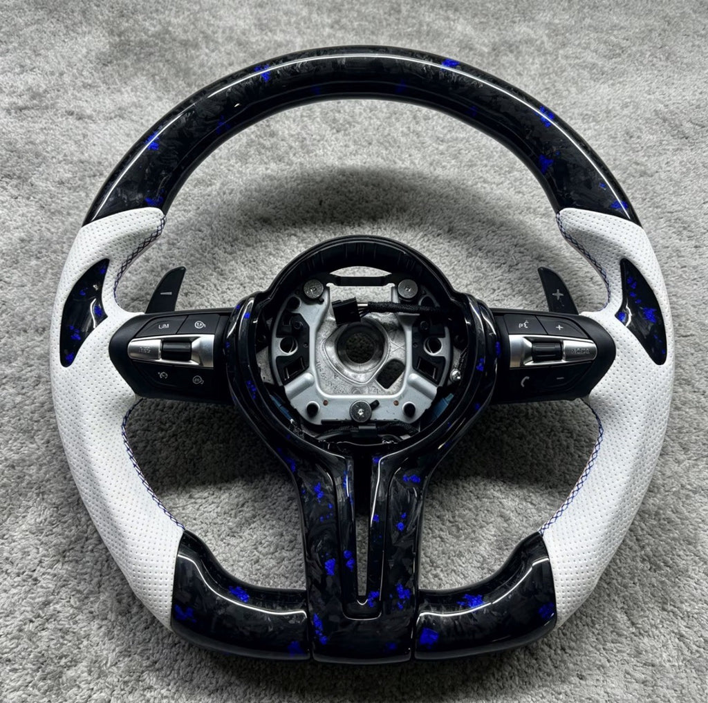 BMW F8X forged carbon steering wheel blue accent